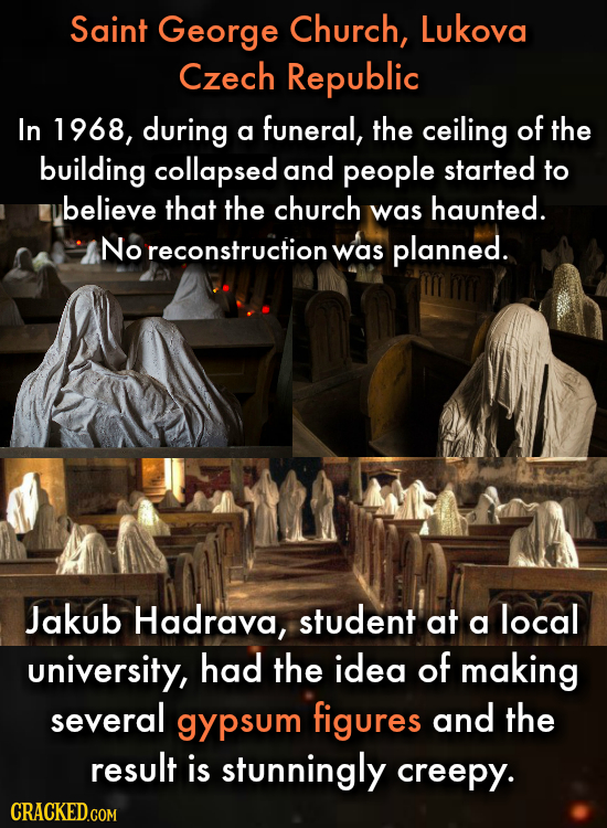 Saint George Church, Lukova Czech Republic In 1968, during funeral, the of the a ceiling building collapsed and people started to believe that the chu