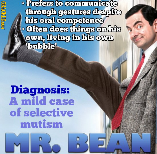 CRAGKEDCOM Prefers to communicate through gestures despite his oral competence Often does things on his own, living in his own 'bubble' Diagnosis: A m