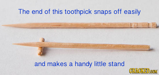 The end of this toothpick snaps off easily and makes a handy little stand CRACKEDCON 