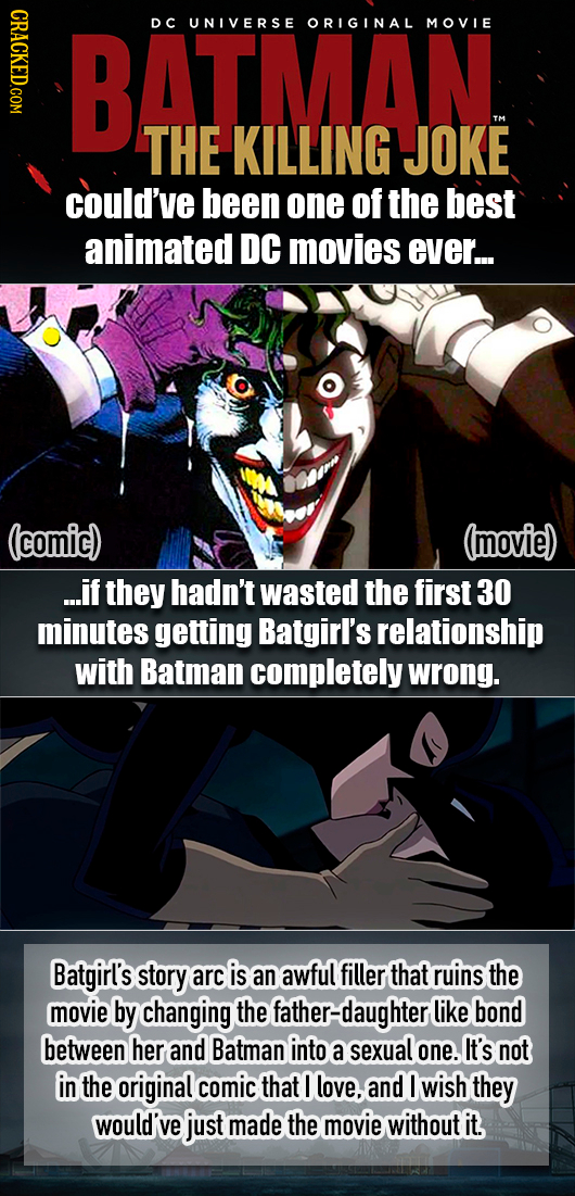 CRAO BATMAN DC UNIVERSE ORIGINAL MOVIE THE KILLING JOKE could've been one of the best animated DC movies ever... (comic) (movie) ...if they hadn't was