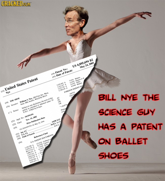 CRACKEDO B2 6.895.694 20x5 US 4 May No.: Patent Patent: (109 of lhate 9 Patent States United 2y Nye TORLICN BILL NYE THE TH SOOE S4 0) SCIENCE GUY 182