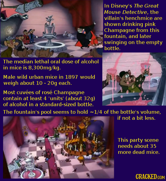 In Disney's The Great Mouse Detective, the villain's henchmice are shown drinking pink Champagne from this fountain, and later swinging on the empty b