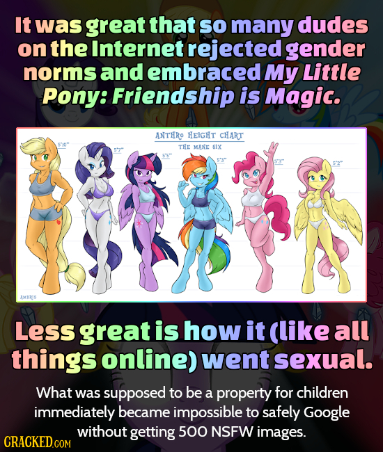 It was great that So many dudes on the Internet rejected gender norms and embraceda My Little Pony: Friendship is Magic. ANTHRO HEIGHT CHART THE MANE