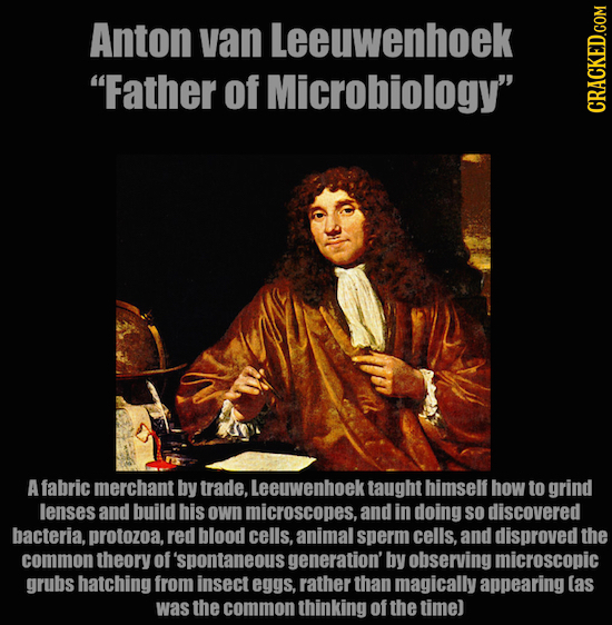 Anton van Leeuwenhoek Father of Microbiology CRACKED.COM A fabric merchant by trade, Leeuwenhoek taught himself how to grind lenses and build his ow