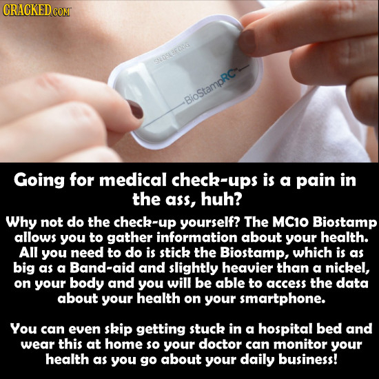 CRACKED COMT S059600G -BioStampRC Going for medical check-ups is a pain in the ass, huh? Why not do the check-up yourself? The MC10 Biostamp allows yo