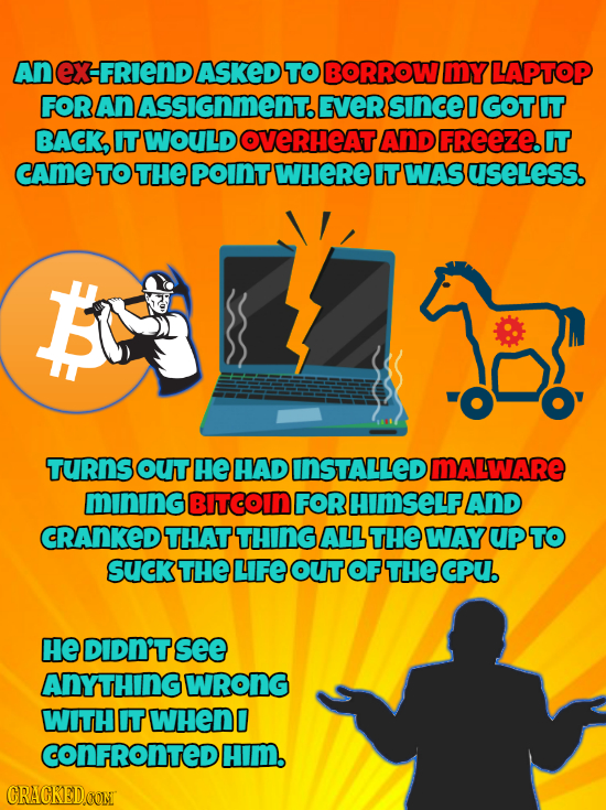 An ex FRiEND ASKEDTO BORROW mY LAPTOP FOR An ASSIGNMENT. EVER since 0 GOTIT BACK IT WOULD OVERHEAT AnD FReeze.n came TO THE poInT WHERE IT WAS uSeLeSs