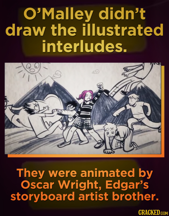 O'Malley didn't draw the illustrated interludes. They were animated by Oscar Wright, Edgar's storyboard artist brother.