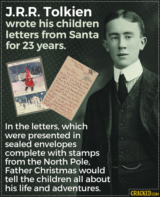 J.R.R. Tolkien wrote his children letters from Santa for 23 years. Dear-Jiln. - henrb 1020 S lloe In the letters, which were presented in sealed envel
