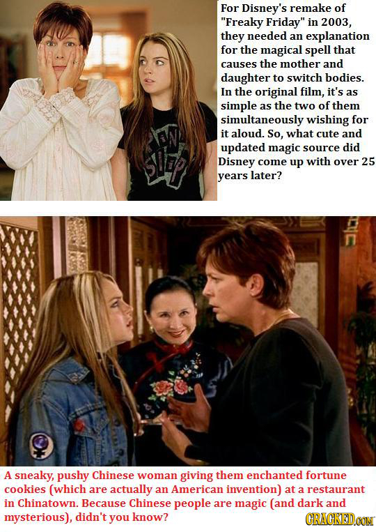 For Disney's remake of Freaky Friday in 2003, they needed an explanation for the magical spell that causes the mother and daughter to switch bodies.