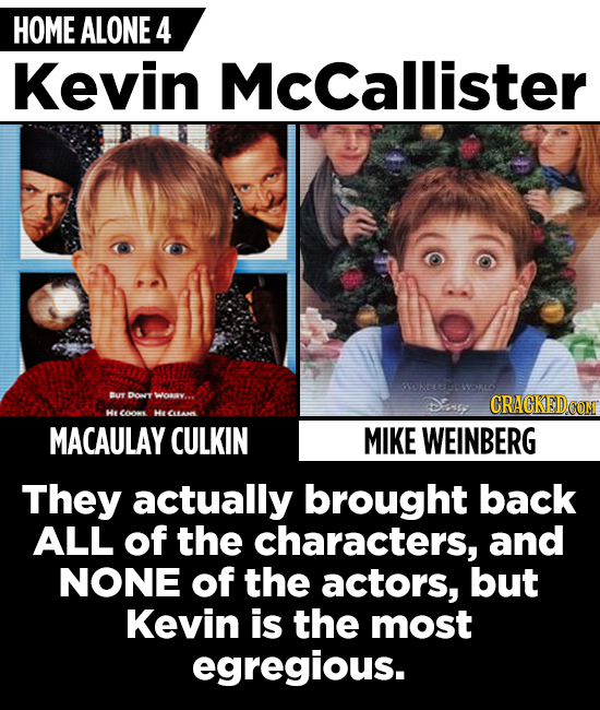 HOME ALONE 4 Kevin McCallister SUN02wo Br Dory wov.. DEne CRACKEDCON Hy oe He CHN MACAULAY CULKIN MIKE WEINBERG They actually brought back ALL of the