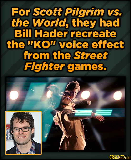 Famous People’s Voices (Secretly) In Your Favorite Movies - For Scott Pilgrim VS. the World, they had Bill Hader recreate the kO
