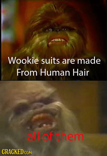Wookie suits are made From Human Hair all of them