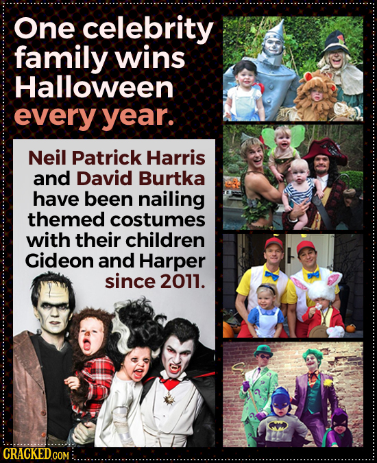 One celebrity family wins Halloween every year. Neil Patrick Harris and David Burtka have been nailing themed costumes with their children Gideon and