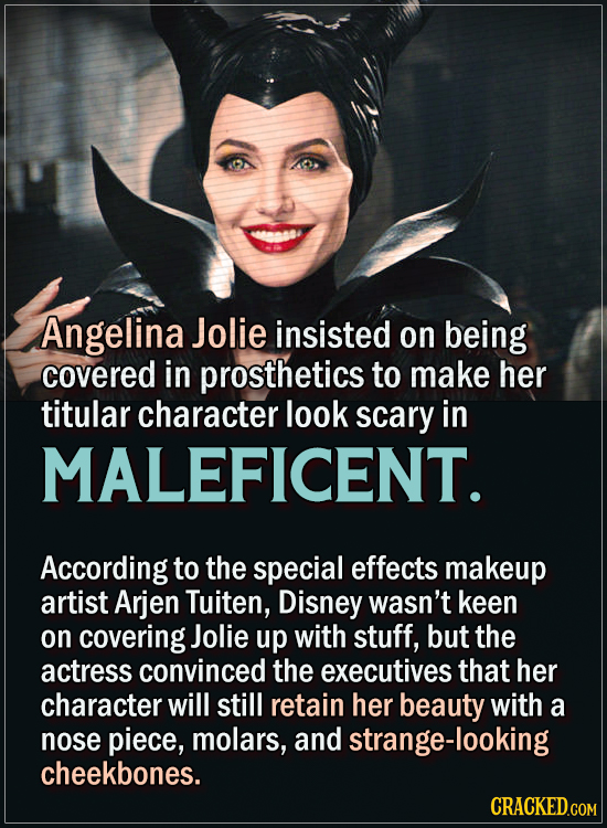 15 Actors Behind Important Details In Movies And Shows - Angelina Jolie insisted on being covered in prosthetics to make her titular character look sc
