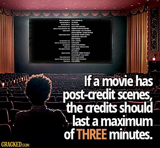FN 6 If a movie has credit scenes, the credits should last a maximum. of THREE minutes. 