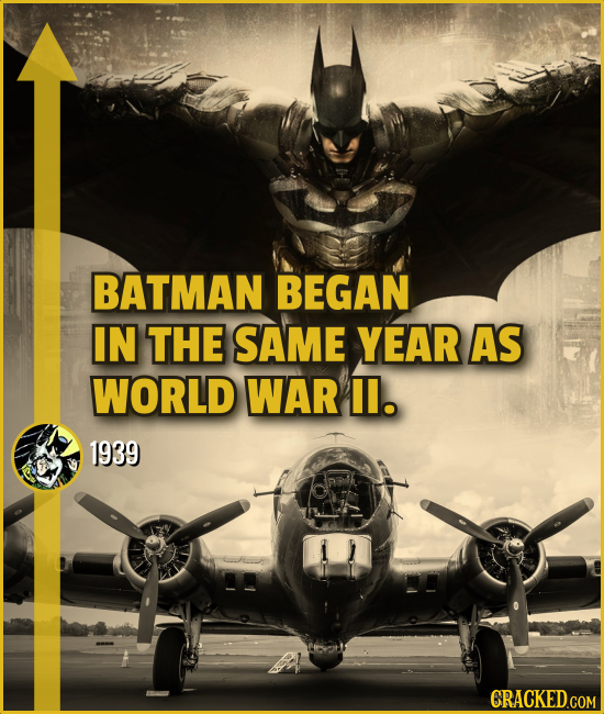 BATMAN BEGAN IN THE SAME YEAR AS WORLD WAR l. 1939 