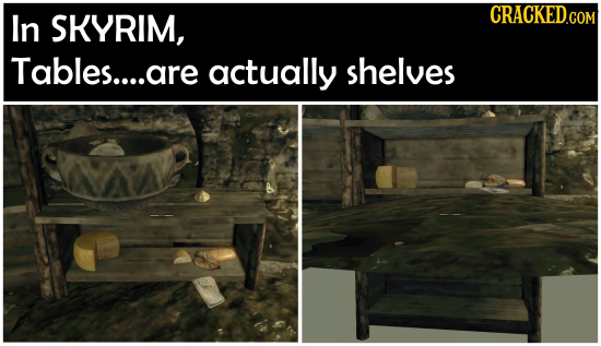 In SKYRIM, Tables....are actually shelves