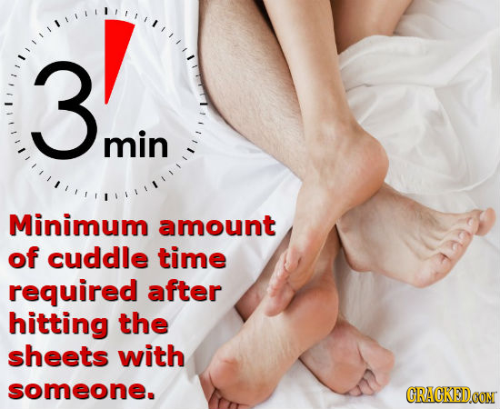 3lm 3 min Minimum amount of cuddle time required after hitting the sheets with someone. CRACKEDCON