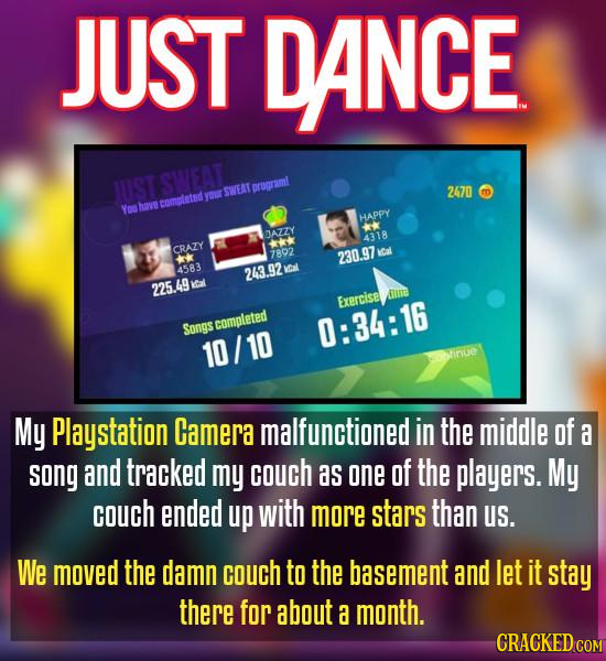 JUST DANCE UST SWEAT SWEAT ororaml 2470 m VO thows completed V HAPPY JAZZY 4318 + CRAZY 7802 230.97 cal kk 4583 243.92 KCal 225.49 Iat uta Exerciset S