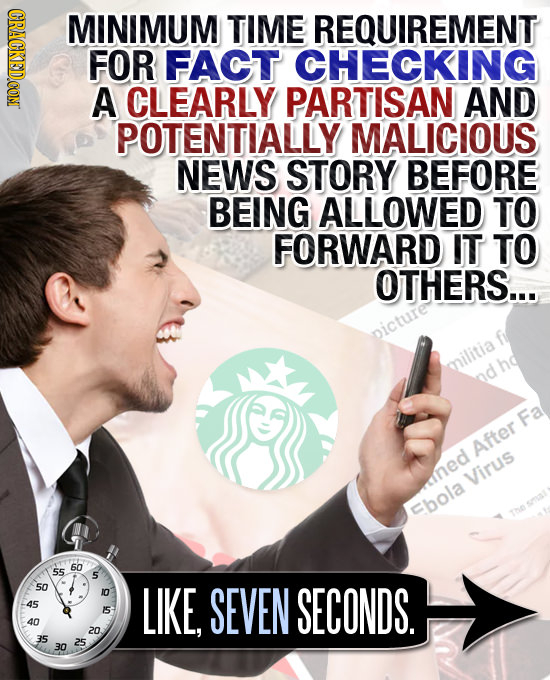 CRACKEDCON MINIMUM TIME REQUIREMENT FOR FACT CHECKING A CLEARLY PARTISAN AND POTENTIALLY MALICIOUS NEWS STORY BEFORE BEING ALLOWED TO FORWARD IT TO OT