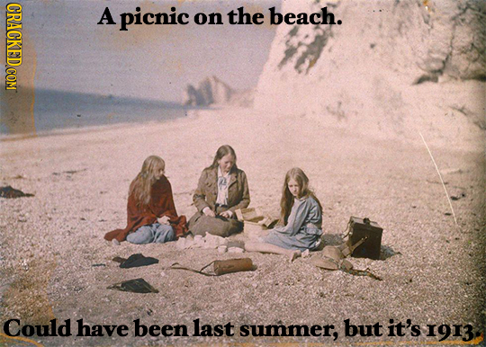 A picnic on the beach. Could have been last summer, but it's 1913 