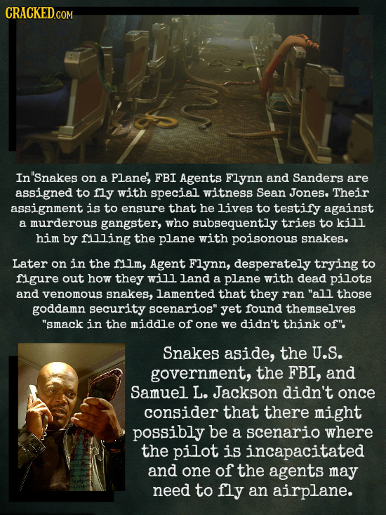 CRACKEDGON InSnakes on a PLane, FBI Agents Flynn and Sanders are assigned to fly with special witness Sean Jones. Their assignment is to ensure that