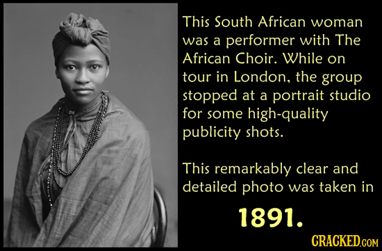 This South African woman was a performer with The African Choir. While on tour in London, the group stopped at a portrait studio for some high-quality