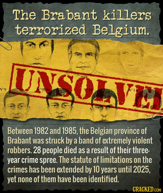 The Brabant killers terrorized Belgium. UNSOITEI ohis Between 1982 and 1985, the Belgian province of Brabant was struck by a band of extremely violent