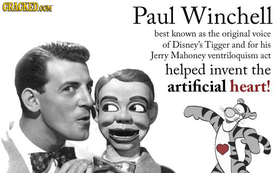 GRACKED.OON Paul Winchell best known as the original voice of Disney's Tigger and for his Jerry Mahoney ventriloquism act helped invent the artificial
