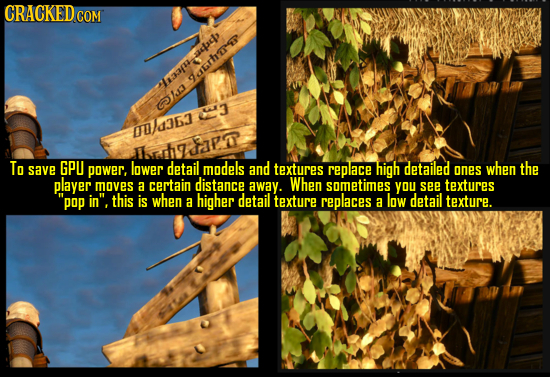 CRACKED COM u4 alrhs aaan Gu '3 00/4362 EI7PARA To save GPU power, lower detail models and textures replace high detailed onES when the player moves a