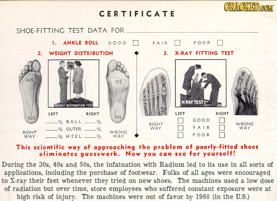 GRAGKEDCOMT CERTIFICATE SHOE-FITTING TEST DATA FOR 1. ANKLE ROLL GOOD FAIR POOR 2. WEIGHT DISTRIBUTION 3. X-RAY FITTING TEST 40% 702 XRAY TEST NTICHT