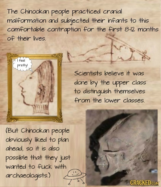 The Chinookan people practiced cranial malformation and subjected their infants to this comfortable contraption for the first 8-12 months of their liv