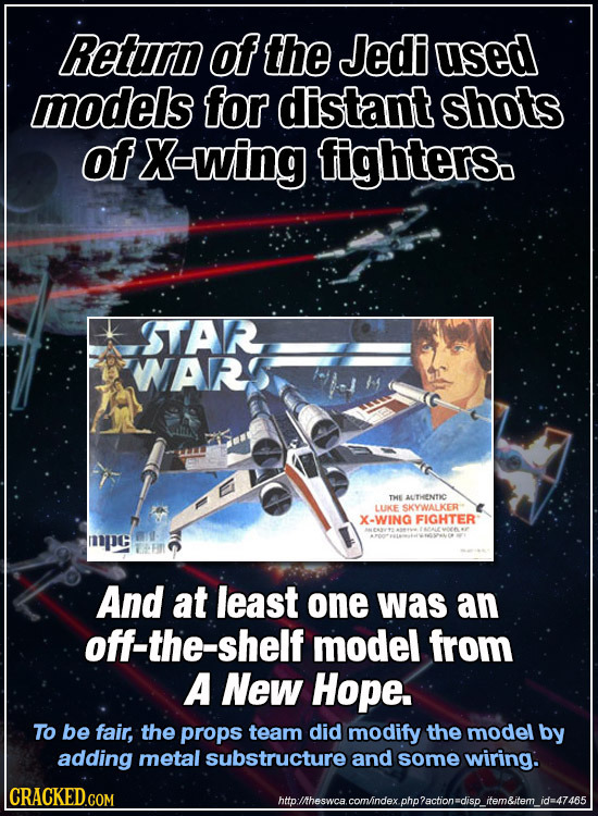 Return of the Jedi used models for distant shots of X-wing fighters. STAR WNARS THE AUTIHENTIC LUKE SKYWALKER X-WING FIGHTER mpe And at least one was