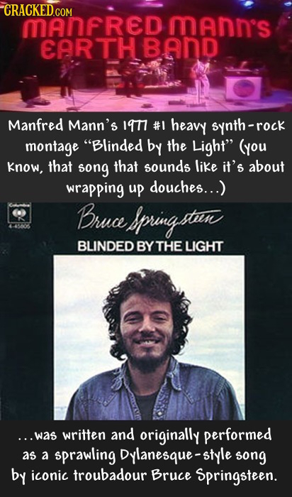 MANFRED mann's EARTHBAND Manfred Mann's 197 #1 heavy synth-rock montage Blinded by the Light (you Know, that song that sounds like it's about wrappi