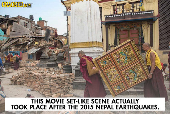 GRAGKED.GOM THIS MOVIE SET-LIKE SCENE ACTUALLY TOOK PLACE AFTER THE 2015 NEPAL EARTHQUAKES.
