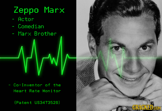 Zeppo Marx - Actor Comedian thw - Marx Brother -Co-Inventor of the Heart Rate Monitor (Patent US3473526)