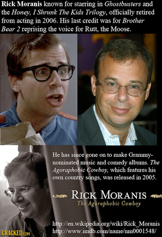 Rick Moranis known for starring in Ghostbusters and the Honey, I Shrunk The Kids Trilogy, officially retired from acting in 2006. His last credit was 