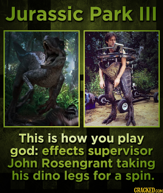 Jurassic Park Il This is how you play god: effects supervisor John Rosengrant taking his dino legs for a spin.