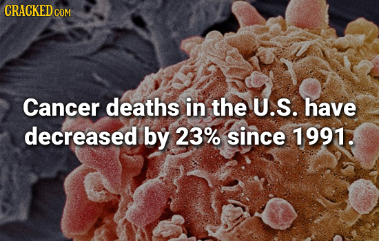 CRACKED COM Cancer deaths in the U.S. have decreased by 23% since 1991. 