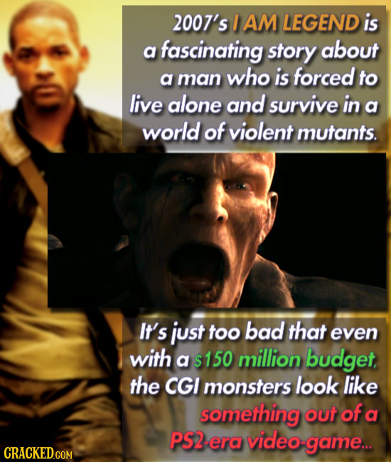 2007's I AM LEGEND is a fascinating story about a who is forced man to live alone and survive in a world of violent mutants. It's just too bad that ev