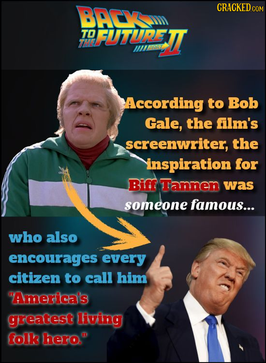BACV CRACKED c TO FUTURETT The IRRRZ PT According to Bob Gale, the film's screenwriter, the inspiration for Biff Tannen was someone famous... who also