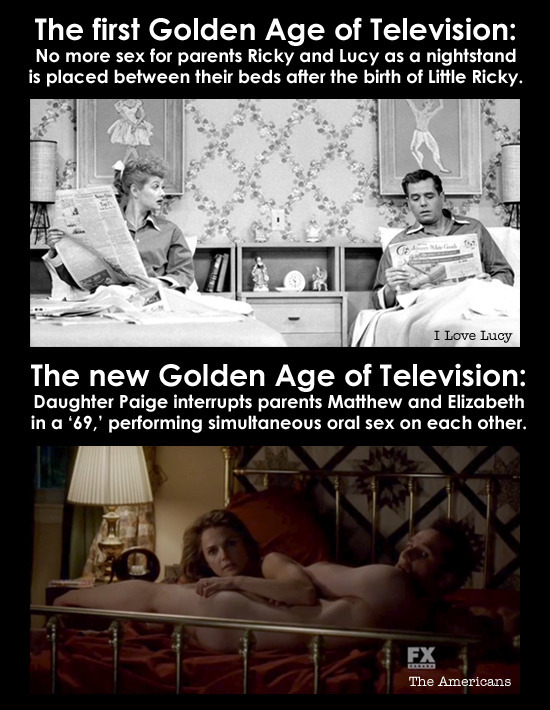 The first Golden Age of Television: No more sex for parents Ricky and Lucy as a nightstand is placed between their beds after the birth of Little Rick