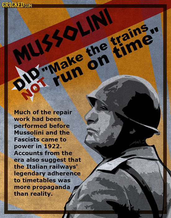 CRACKED trains MUSSOLIN the time on Make run DID NOT Much of the repair work had been performed before Mussolini and the Fascists came to power in 19
