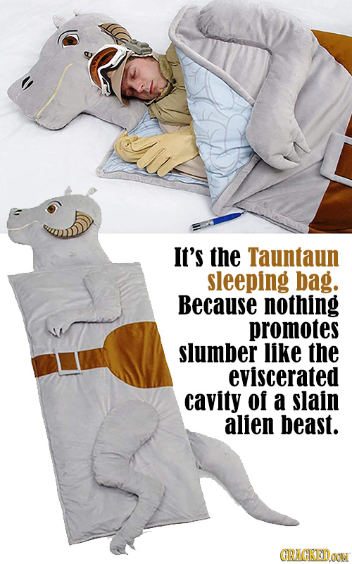 It's the Tauntaun sleeping bag. Because nothing promotes slumber like the eviscerated cavity Of a slain alien beast. GRACKEDAON