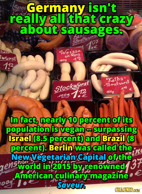 Spec Germany isn't really all that crazy about sausages. Shaditwus 1.9 07 hrer Weisse wurst Ring ian N.a 1009 112 Kalbs -Bratwurst Stockwrst 1.12 119