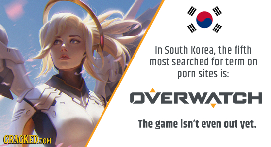 In South Korea, the fifth most searched for term on porn sites is: OVERWATCH The game isn't even out yet.