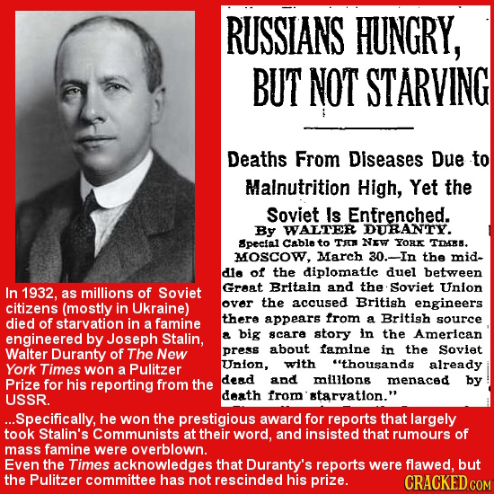 RUSSIANS HUNGRY, BUT NOT STARVING Deaths From Diseases Due to Malnutrition High, Yet the Soviet Is Entrenched. By WALTER DURANTY. Specfal Cable to Tha