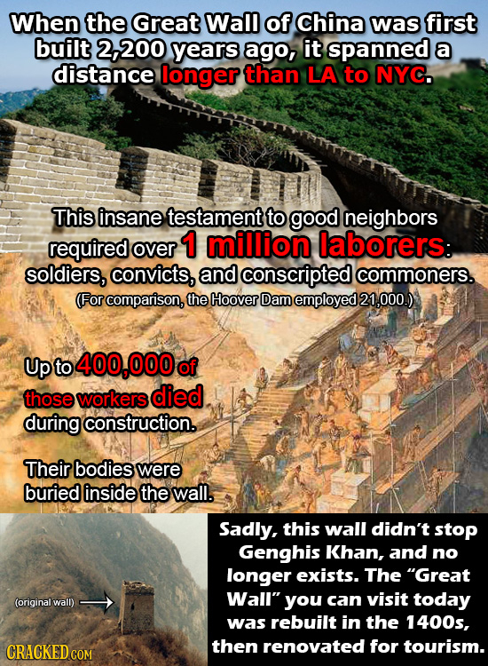 When the Great Wall of China was first built 200 years ago, it spanned a distance longer than LA to NYC. This insane testament to good neighbors requi