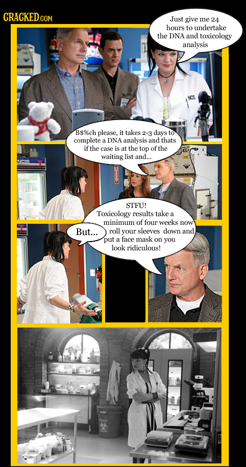 CRACKED.CON Just give me 24 hours to undertake the DNA and toxicology analysis B$%ch please, it takes 2-3 days to complete a DNA analysis andthats if