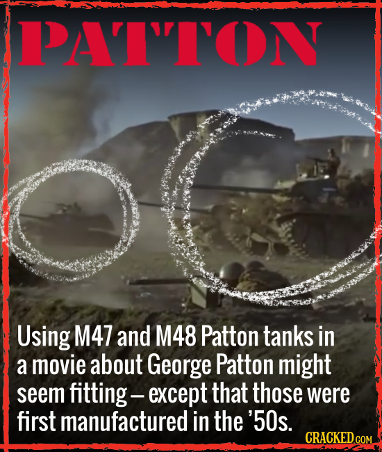 PAITODN Using M47 and M48 Patton tanks in a movie about George Patton might seem fitting. -except that those were first manufactured in the '50s. CRAC